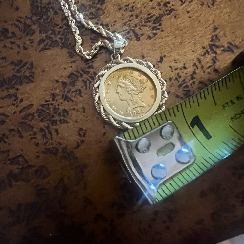 COPY - US  Susan B Anthony Dollar gold necklace 14K new - Picture 7 of 9